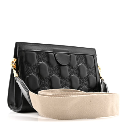 Gucci Calfskin GG Matelasse Small Slim Chain Shoulder Bag Black Natural 3 of 15