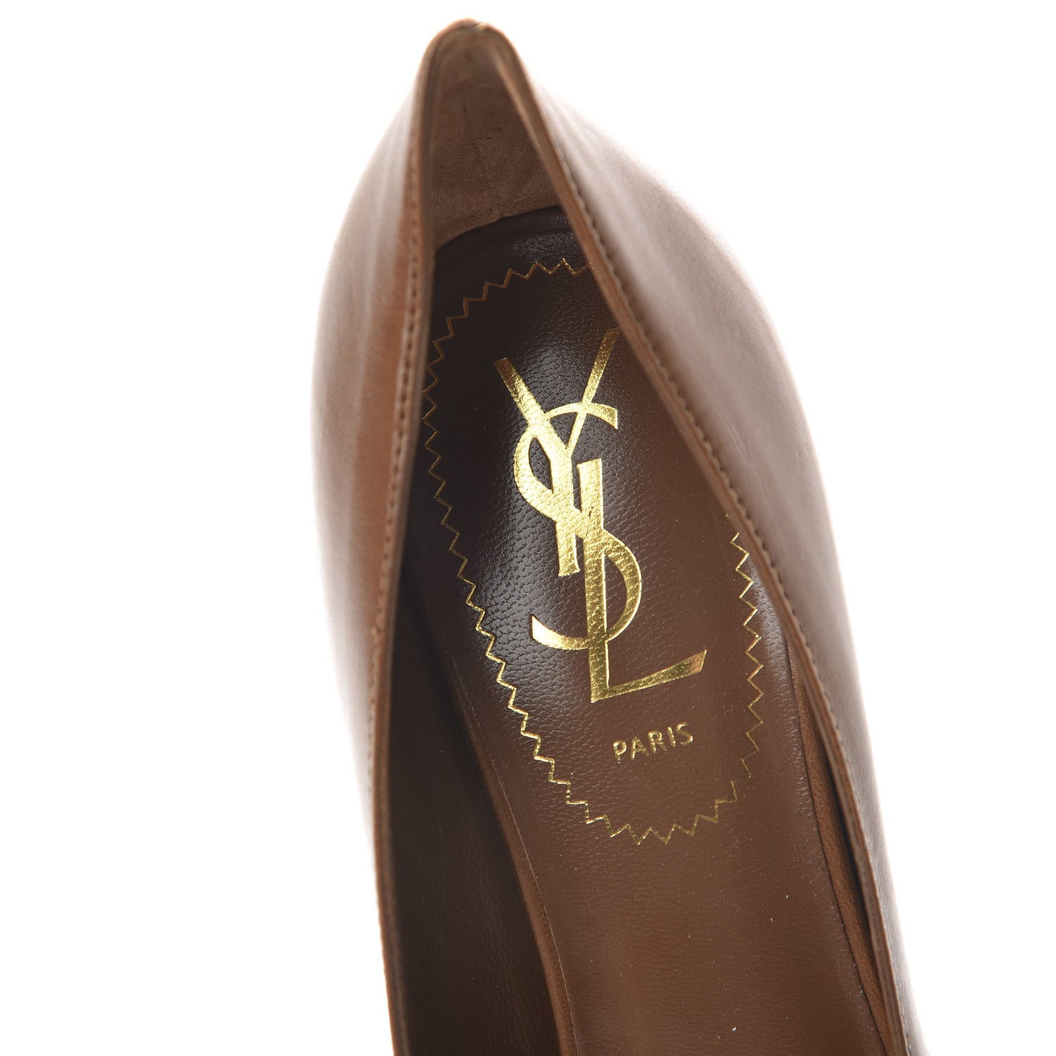 Saint Laurent Calfskin Tribtoo Pump 35 Brown 7 of 9