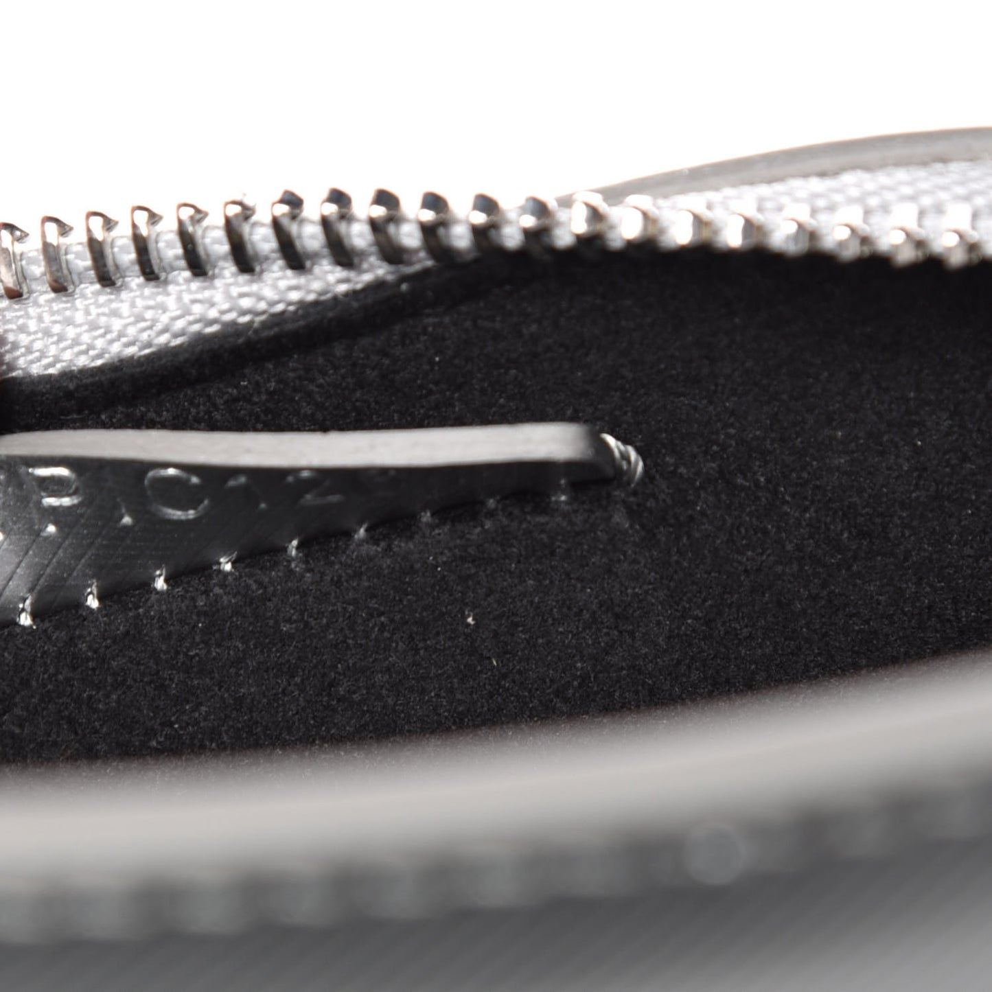 Metallic Trench Calfskin Medium Zip Lock Pouch Silver