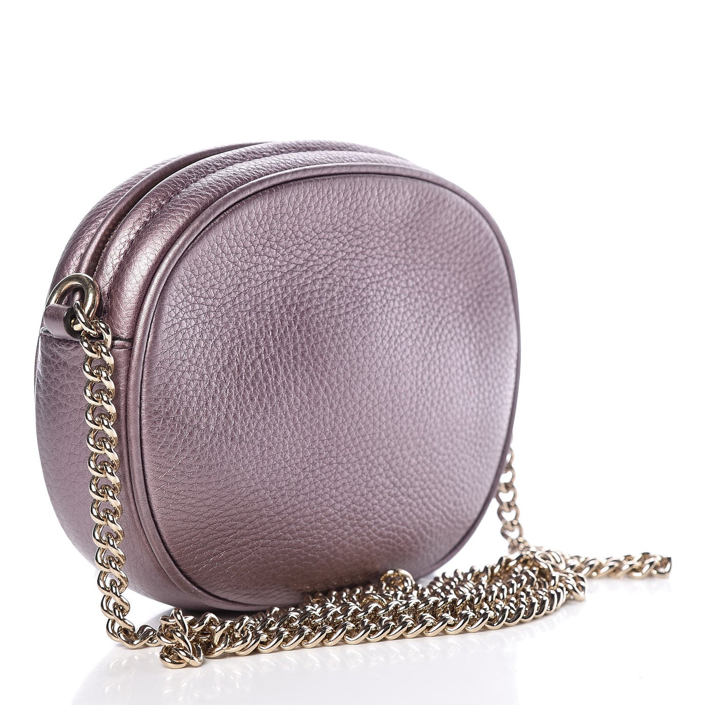 Metallic Pebbled Calfskin Mini Soho Chain Bag Purple
