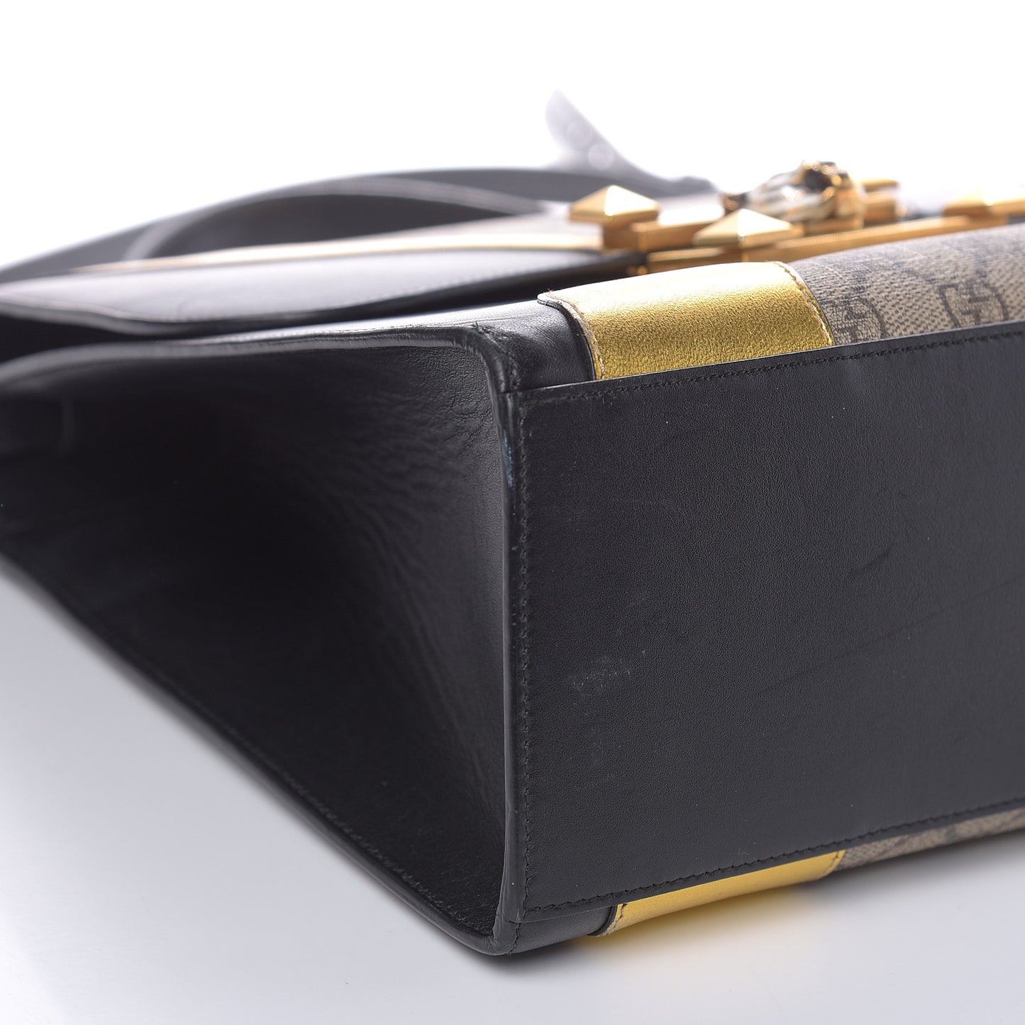 Nappa GG Supreme Monogram Medium Osiride Top Handle Bag Black Oro Vecchio Beige Ebony