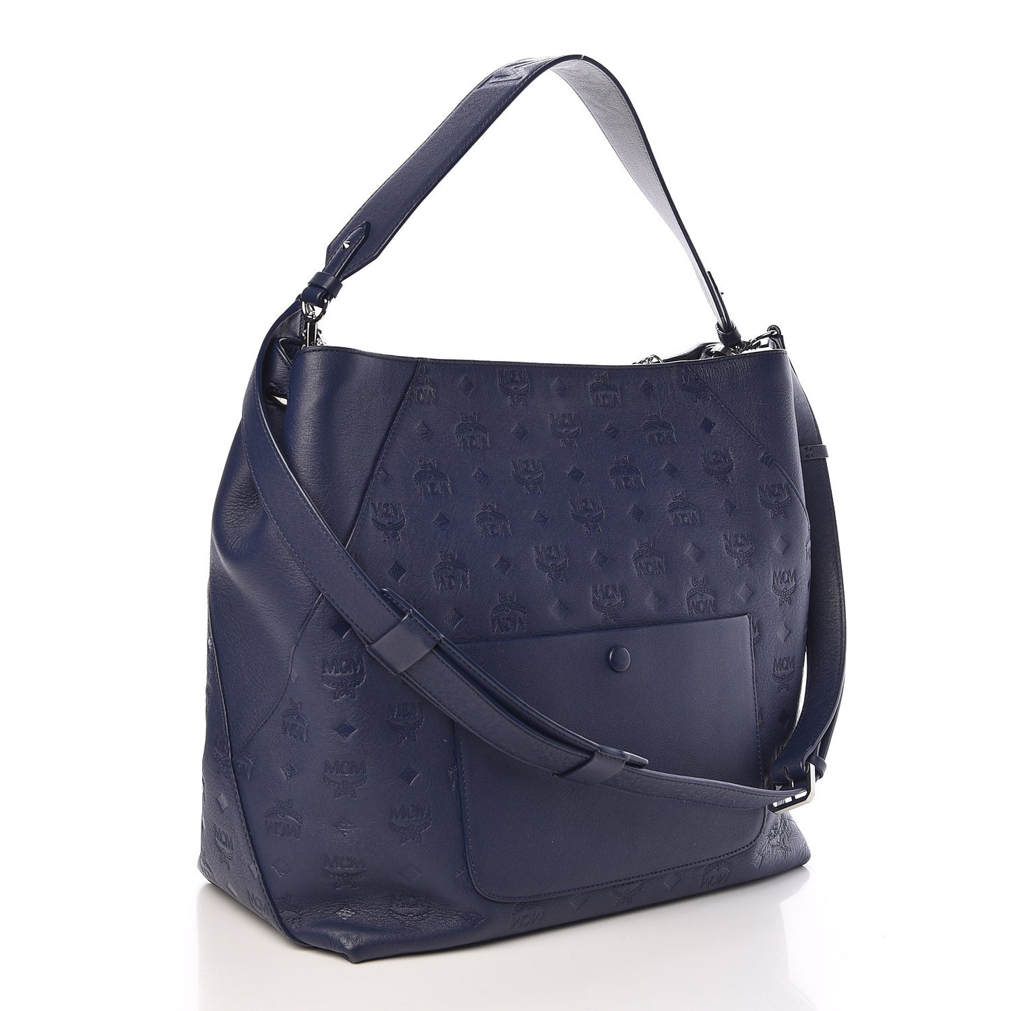 Calfskin Ottomar Monogram Large Klara Hobo Navy Blue