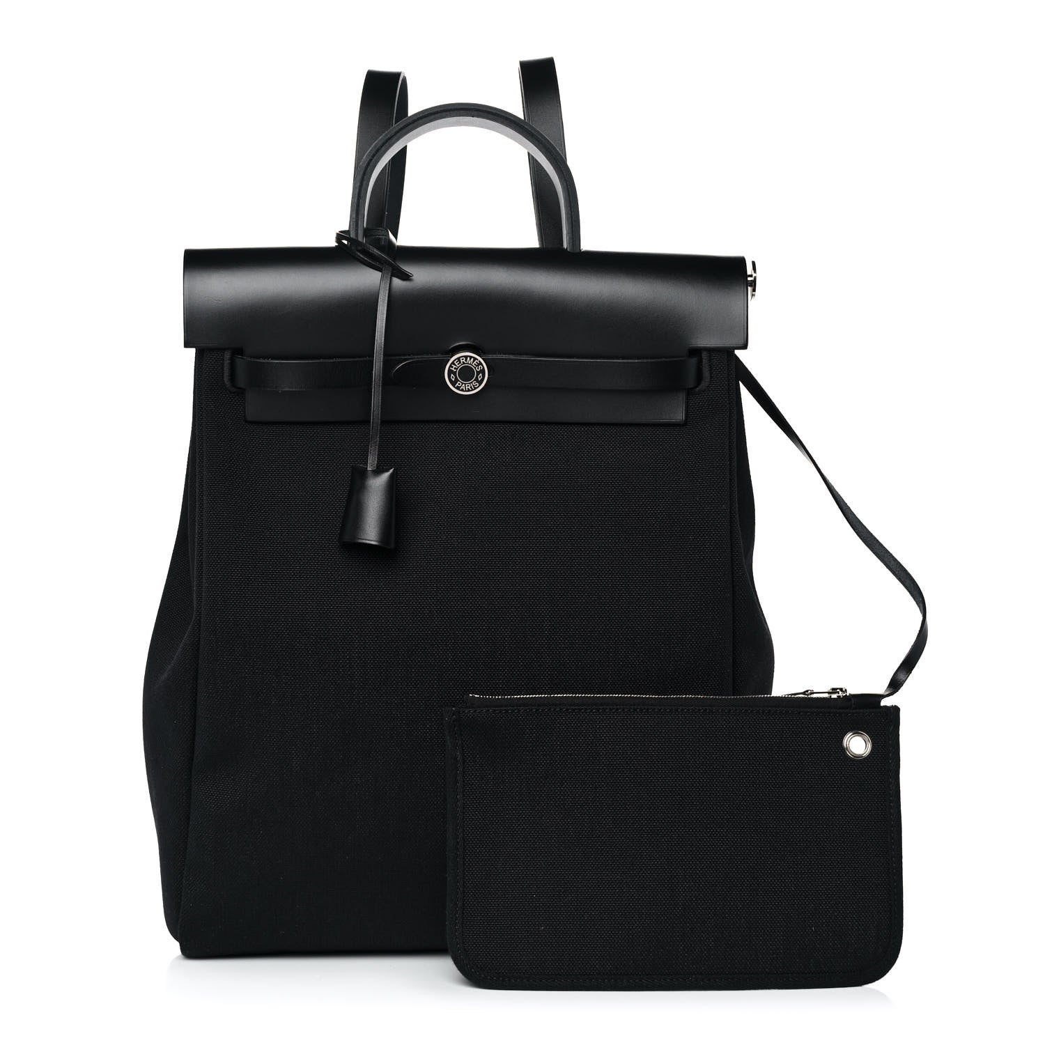Hermes Military Toile Vache Hunter Herbag a Dos Zip Retourne Backpack Black 3 of 19