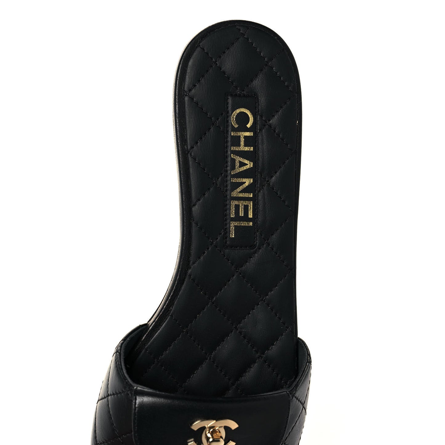 Lambskin Quilted CC Turnlock Sandals 37.5 Black