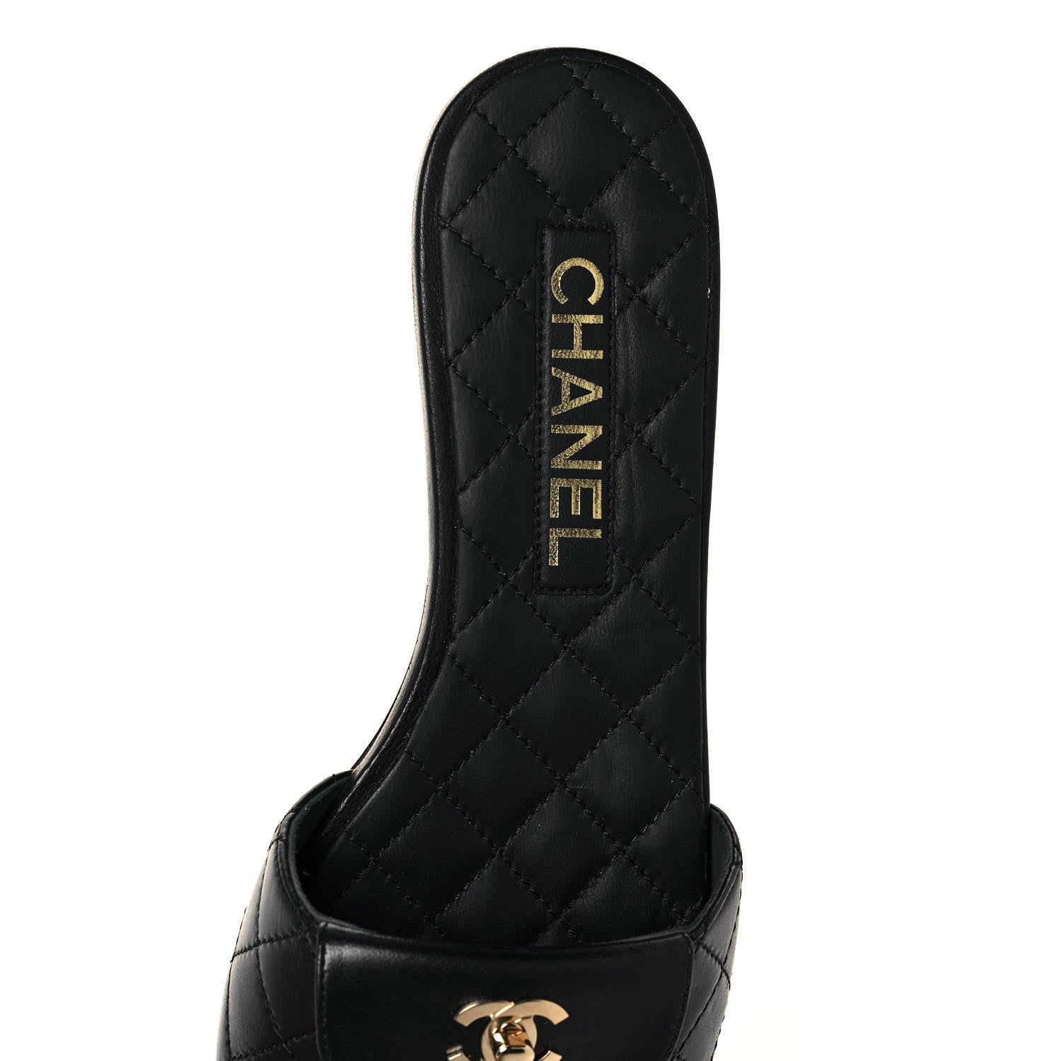 Chanel Lambskin Quilted CC Turnlock Sandals 37.5 Black 7 of 8