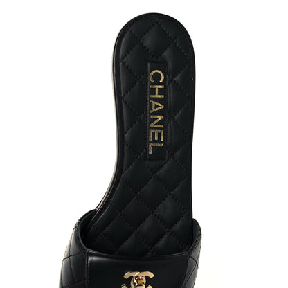 Chanel Lambskin Quilted CC Turnlock Sandals 37.5 Black 7 of 8