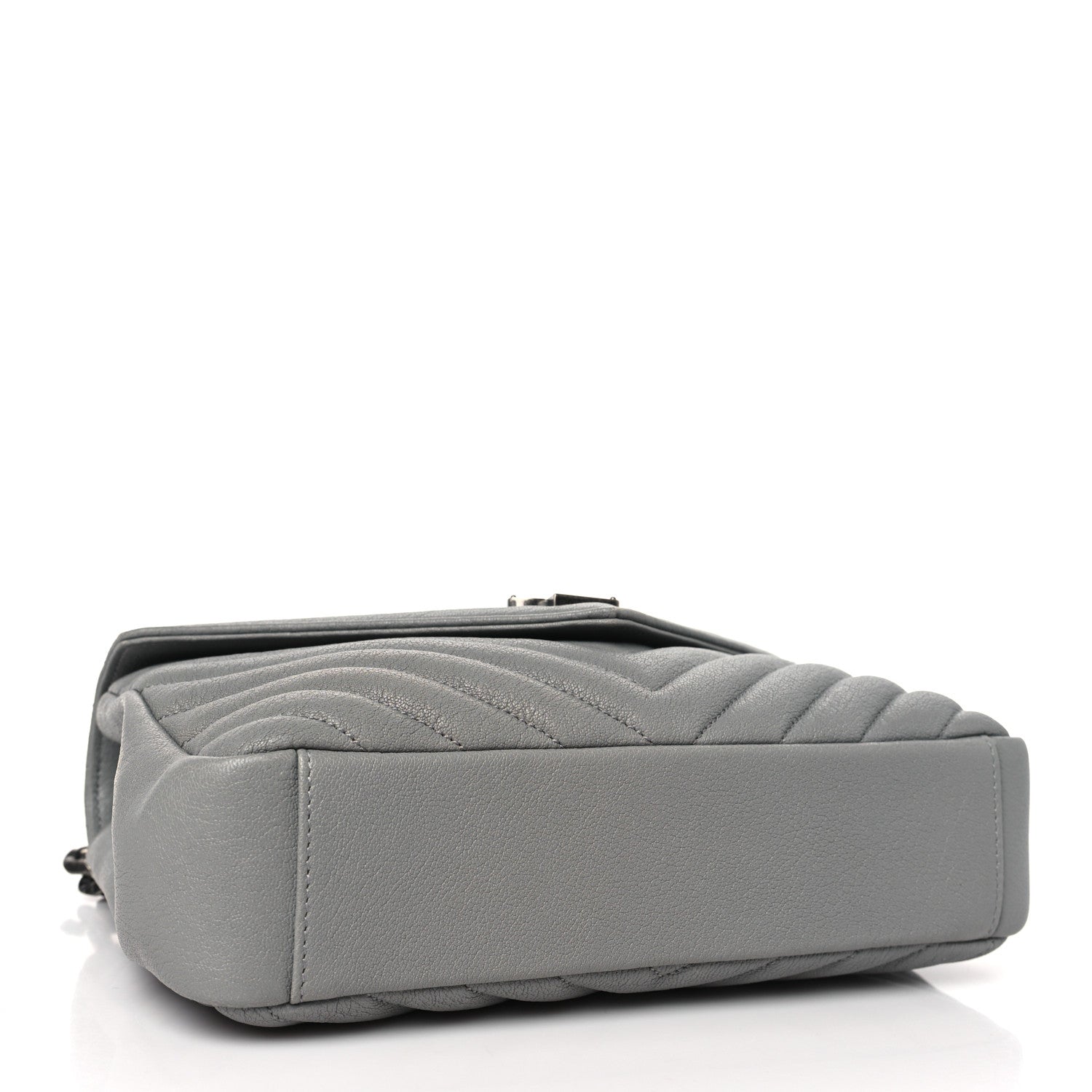 Saint Laurent Sheepskin Matelasse Chevron Monogram Medium College Bag Granite 4 of 8