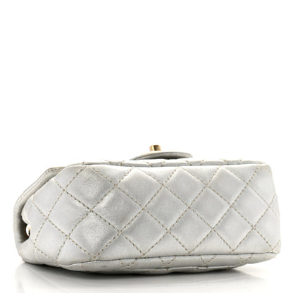 Chanel Metallic Lambskin Quilted Mini Square Flap Silver 4 of 13