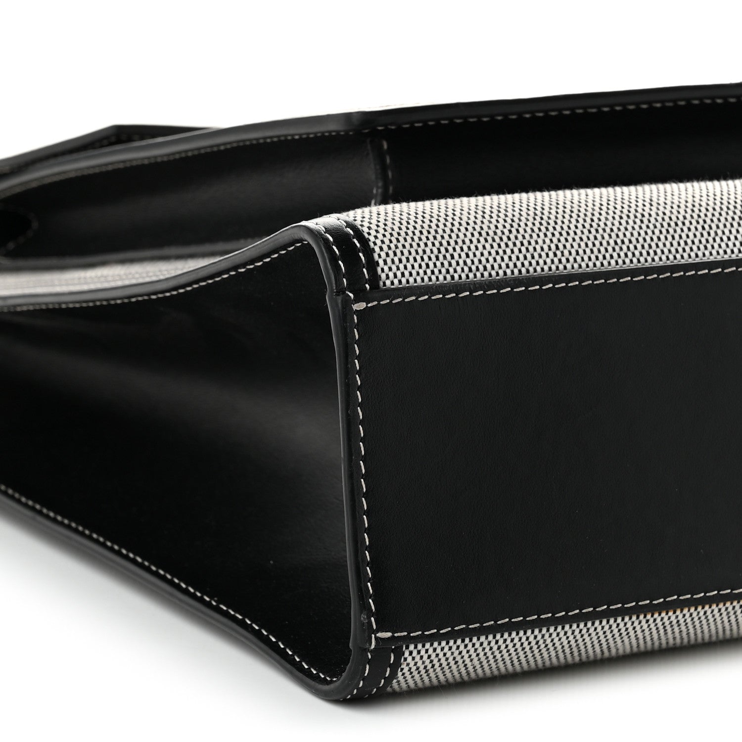 Burberry Canvas Smooth Calfskin Two Tone Medium Pocket Bag Black White 9 of 10