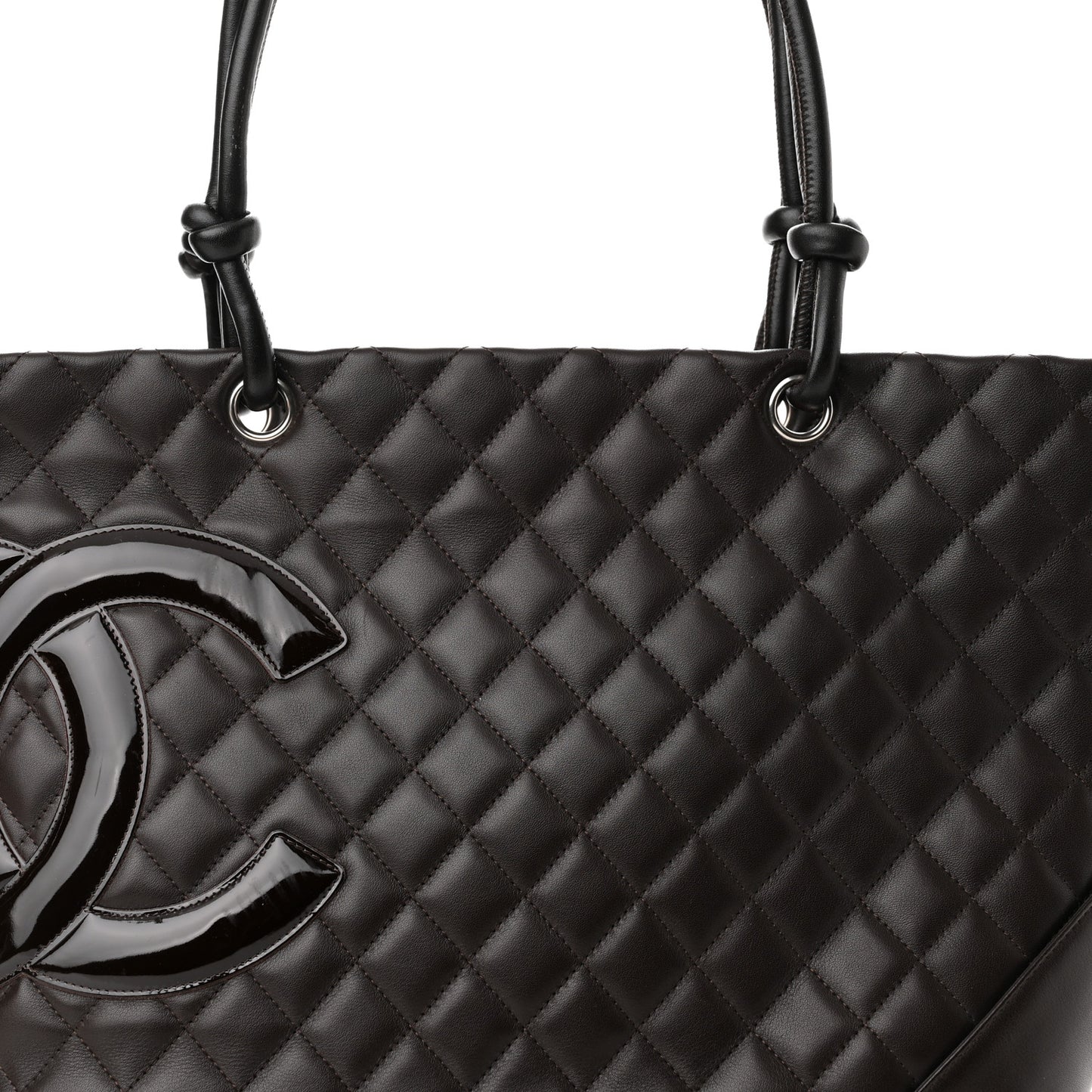 Calfskin Quilted Large Cambon Tote Brown