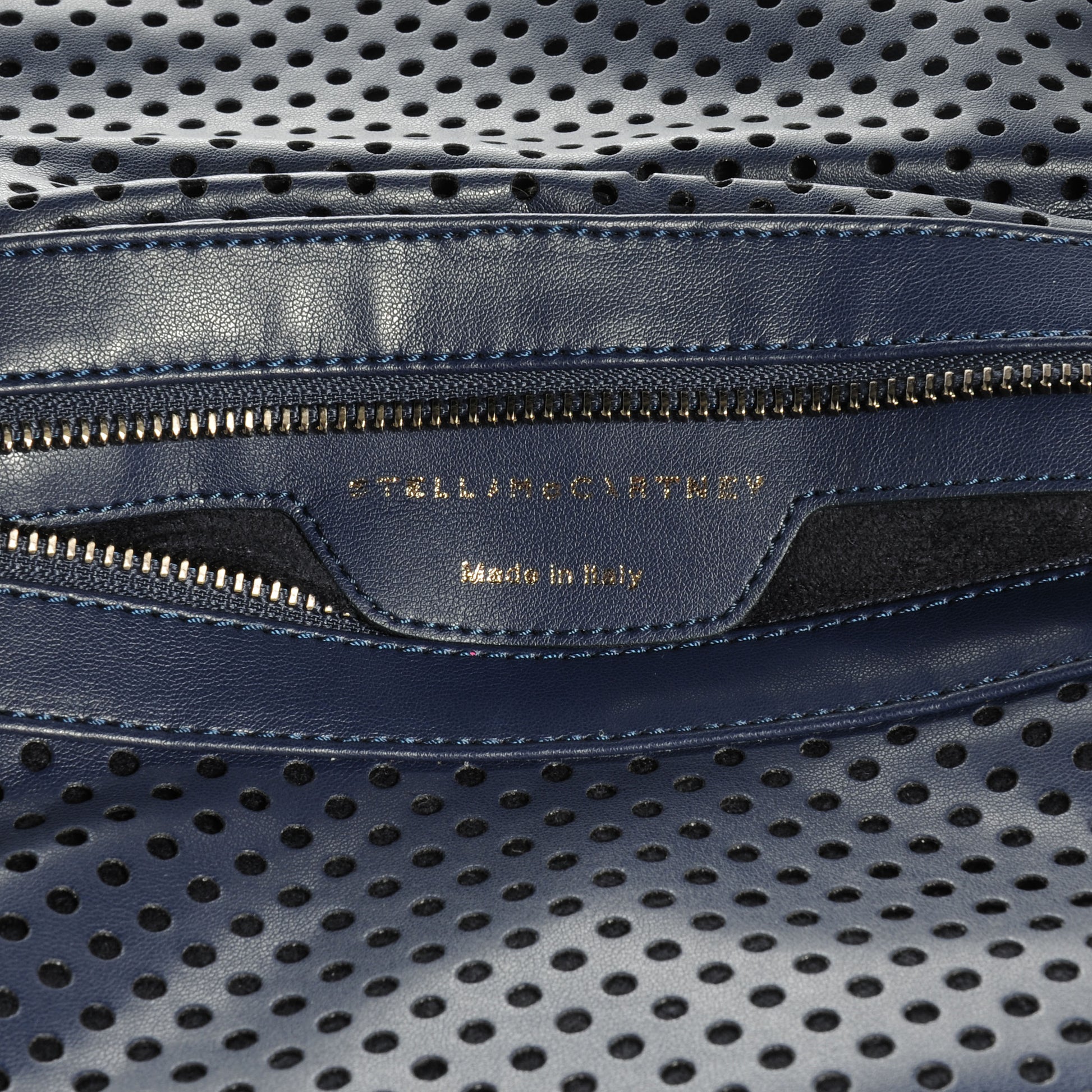 Stella McCartney Faux Perforated Leather Fold Over Falabella Clutch Navy 6 of 8