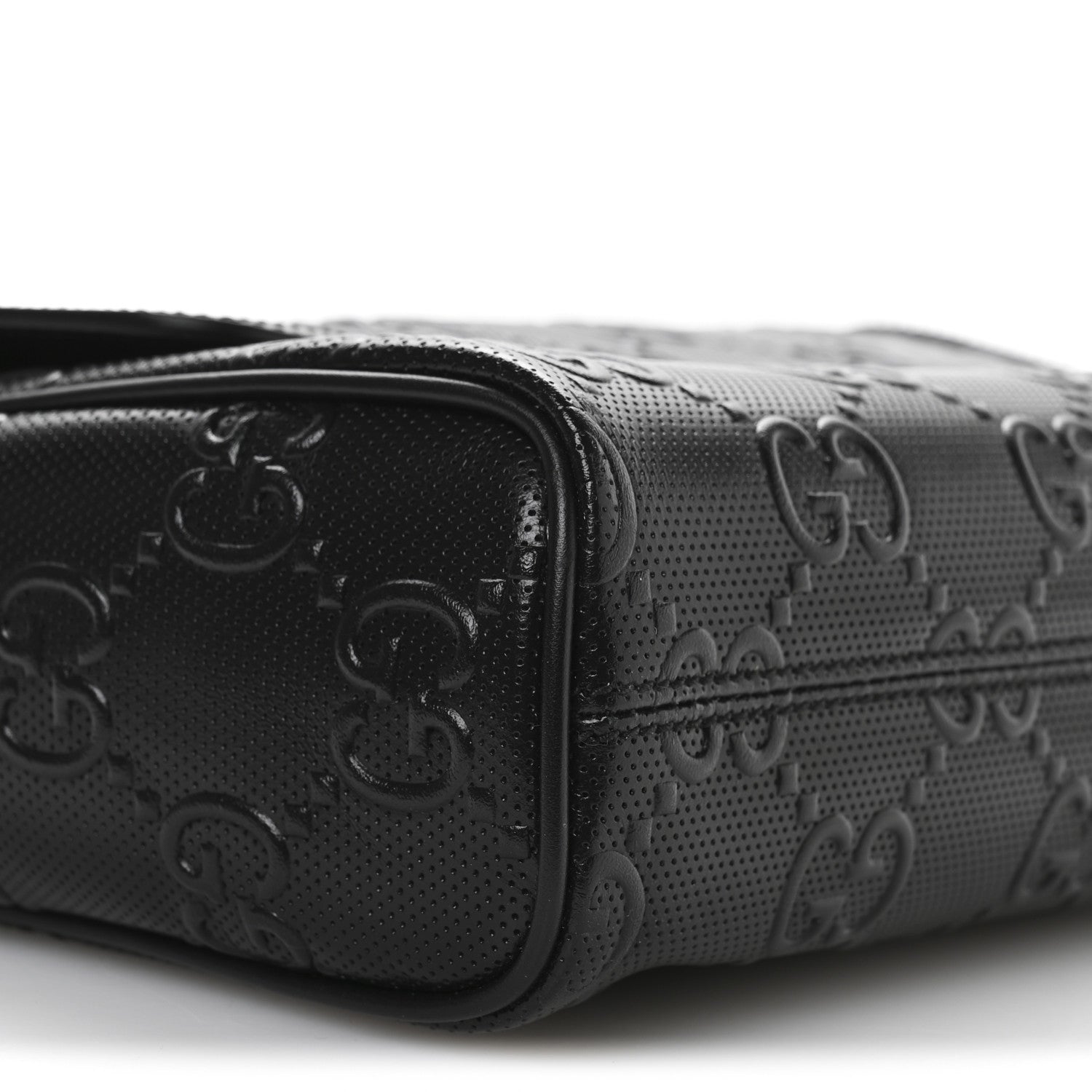 Gucci Calfskin GG Tennis Embossed Shoulder Bag Black 9 of 11