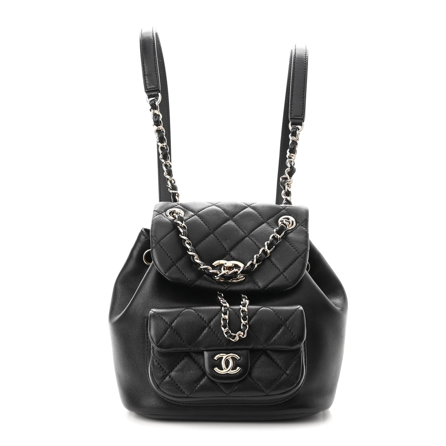 Lambskin Quilted Small Duma Drawstring Backpack Black