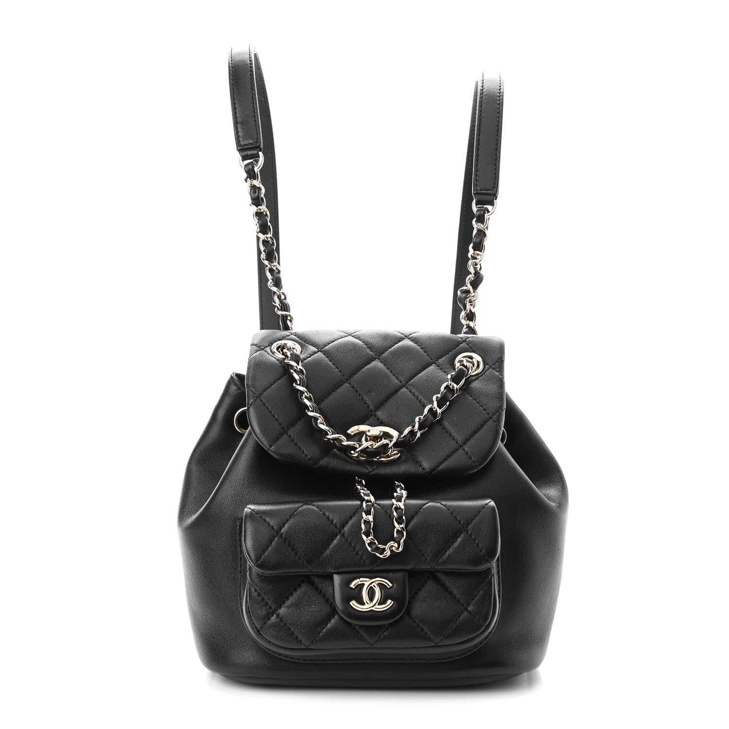 Chanel Lambskin Quilted Small Duma Drawstring Backpack Black 1 of 9