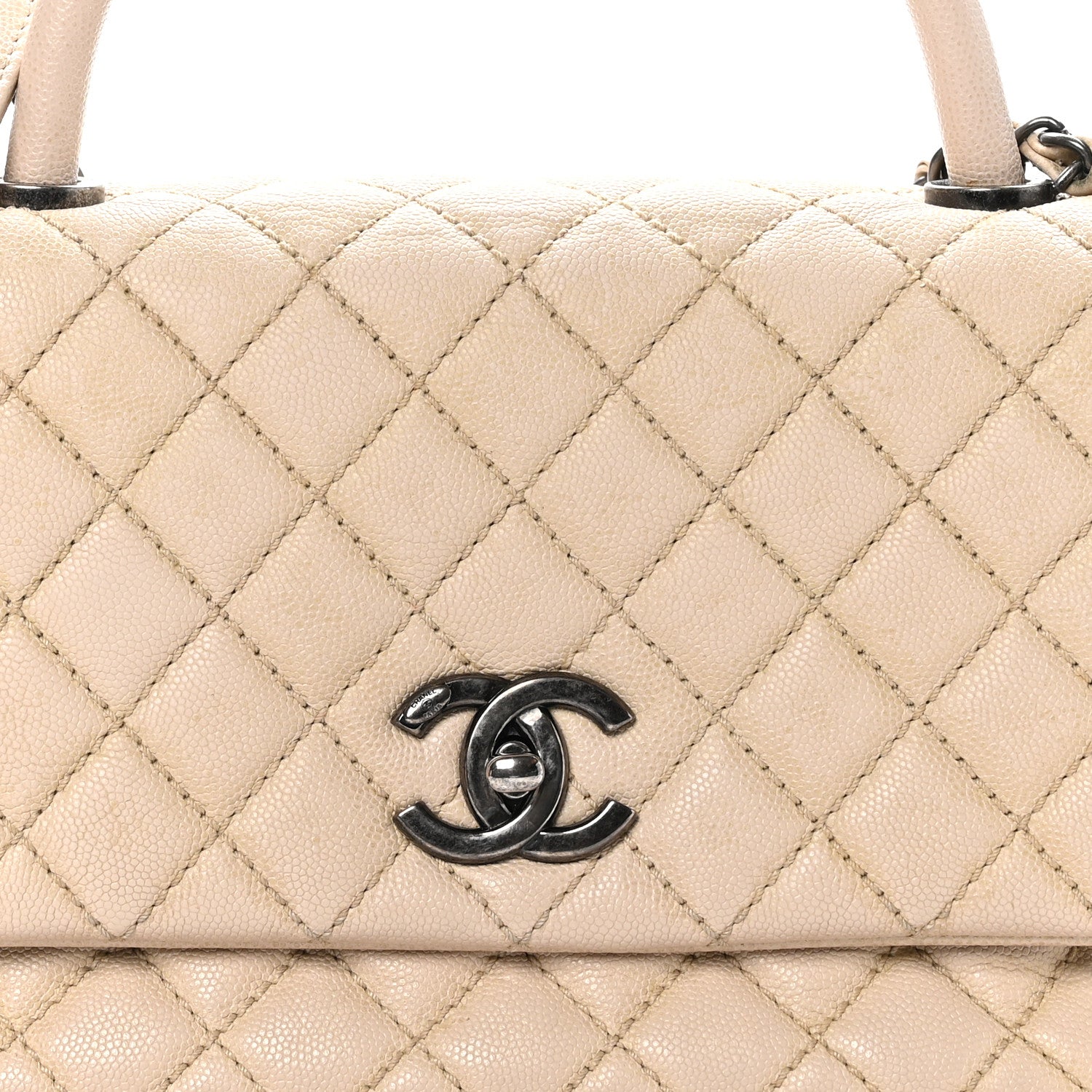 Chanel Caviar Quilted Small Coco Handle Flap Light Beige 8 of 10