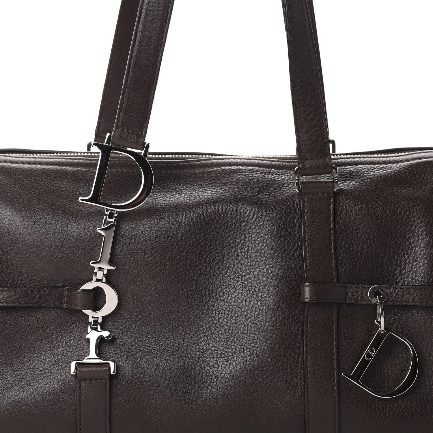 Christian Dior Calfskin Logo Charms Boston Brown 10 of 10