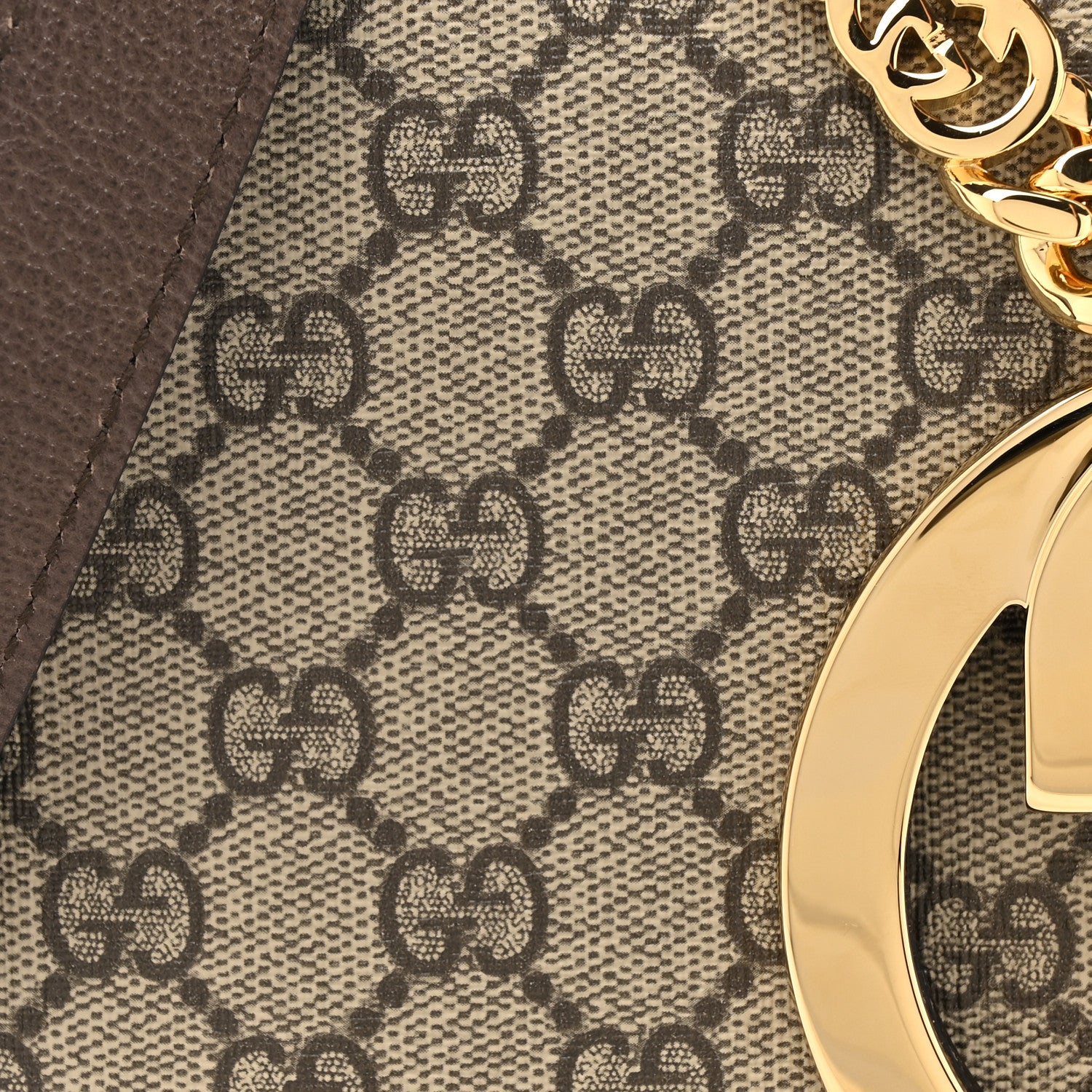 Gucci GG Supreme Monogram Textured Dollar Calfskin Blondie Chain Shoulder Flap Bag Beige Ebony New Acero 8 of 11
