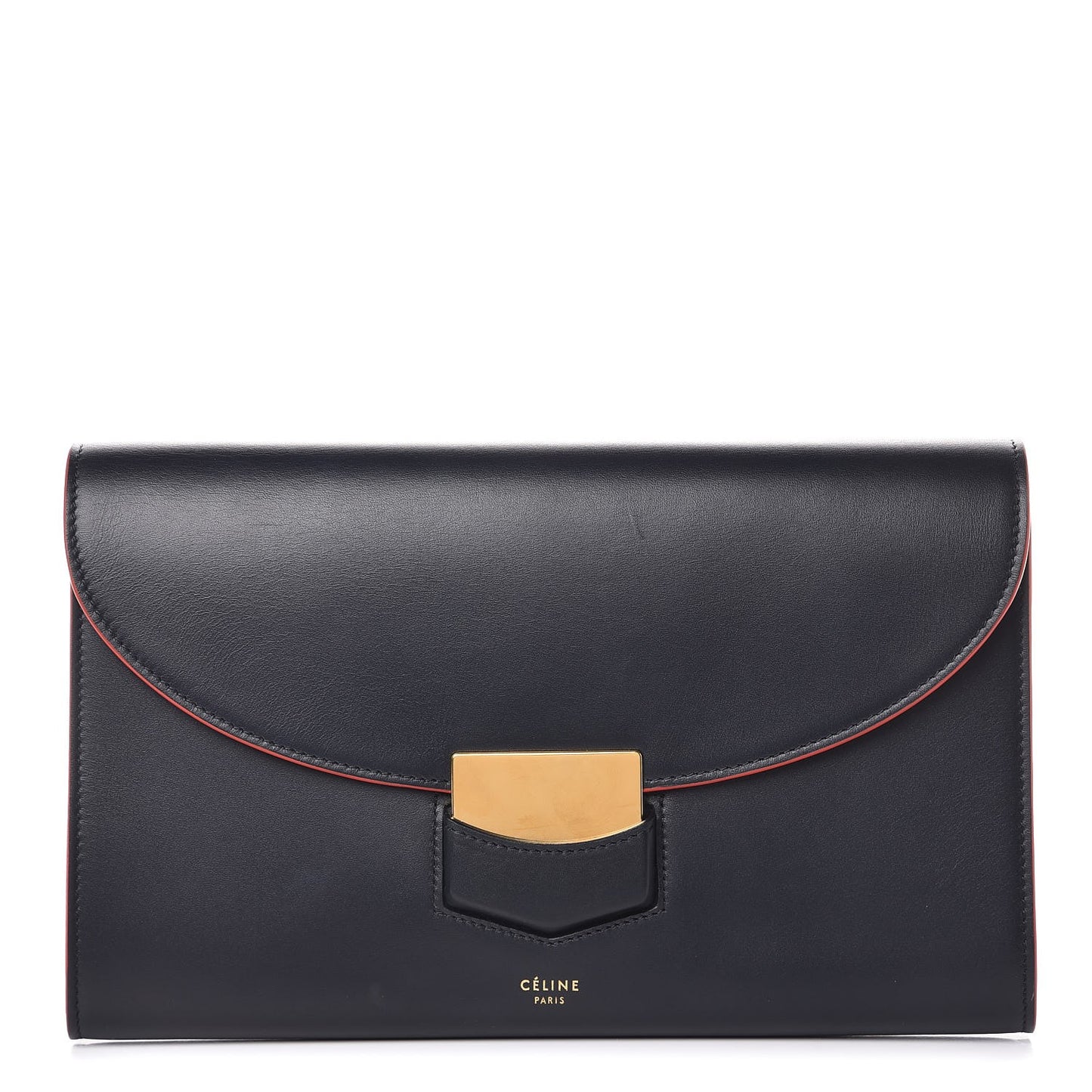 Smooth Calfskin Trotteur Clutch Navy Blue Red