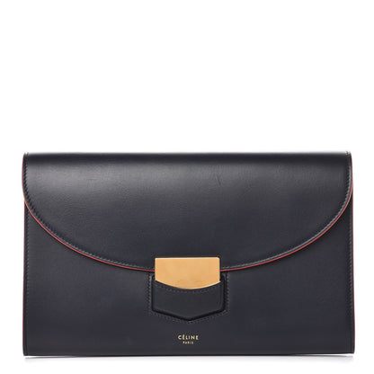 Celine Smooth Calfskin Trotteur Clutch Navy Blue Red 1 of 7