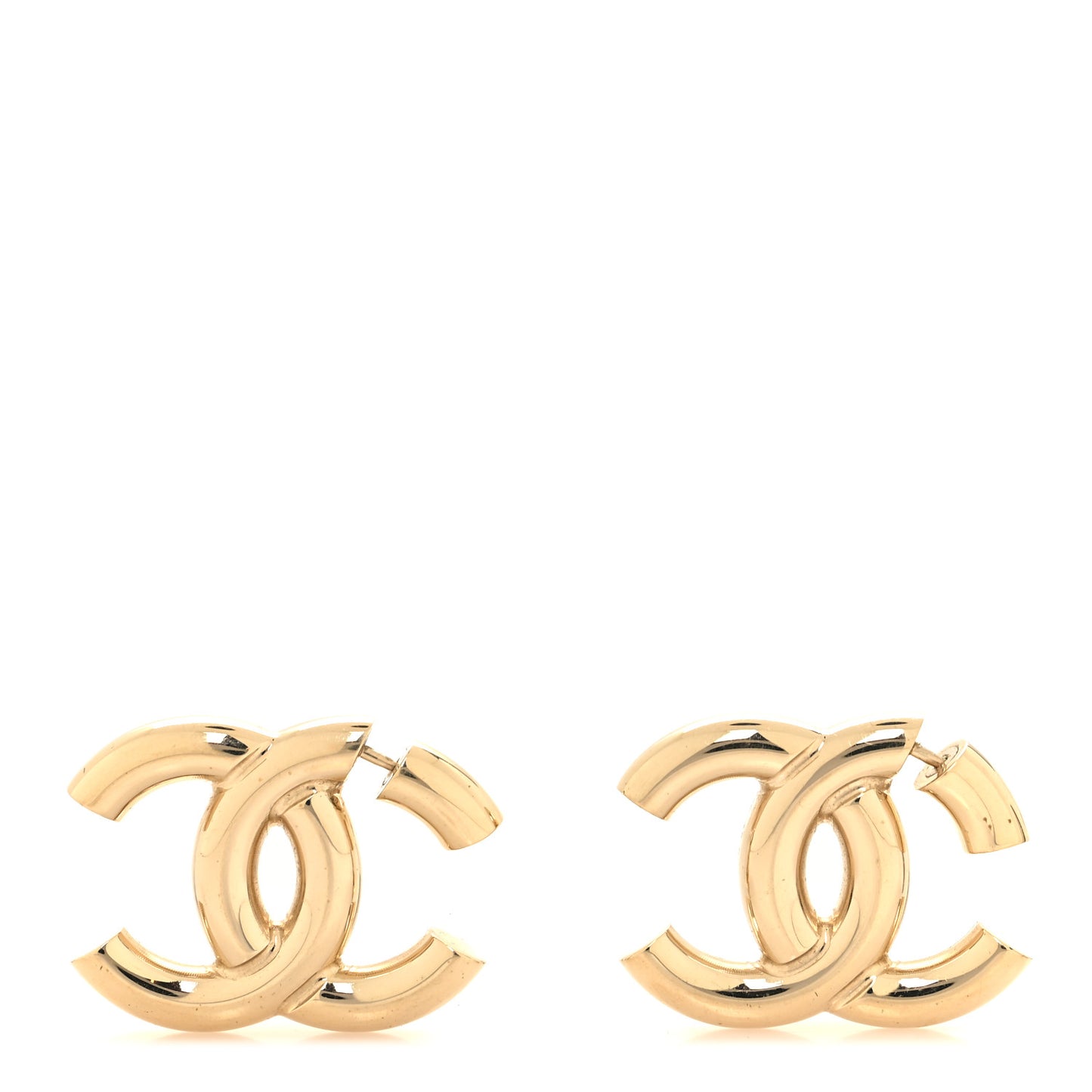 Metal Large CC Earrings Light Gold