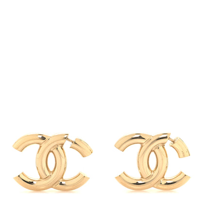 Chanel Metal Large CC Earrings Light Gold 1 of 5