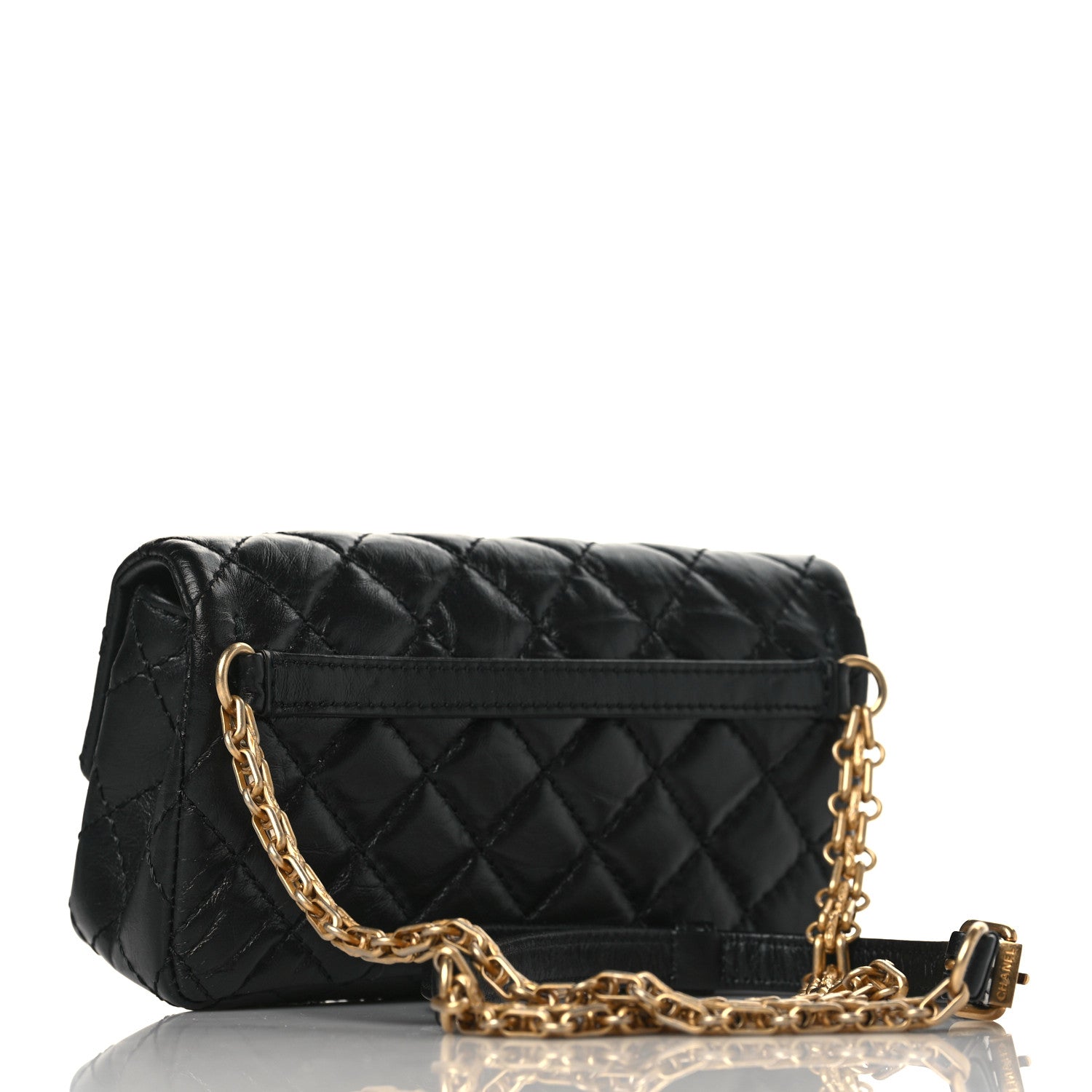 Chanel Aged Calfskin Quilted 2.55 Reissue Flap Belt Bag Clutch Black 3 of 9