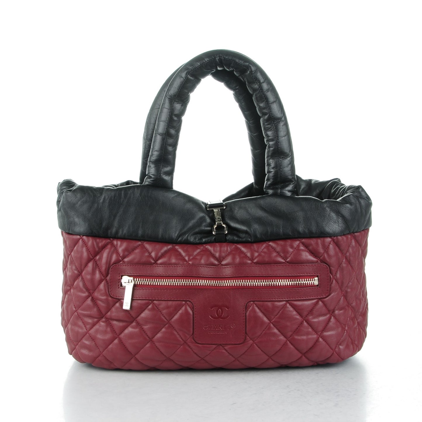 Lambskin Quilted Medium Coco Cocoon Reversible Tote Black
