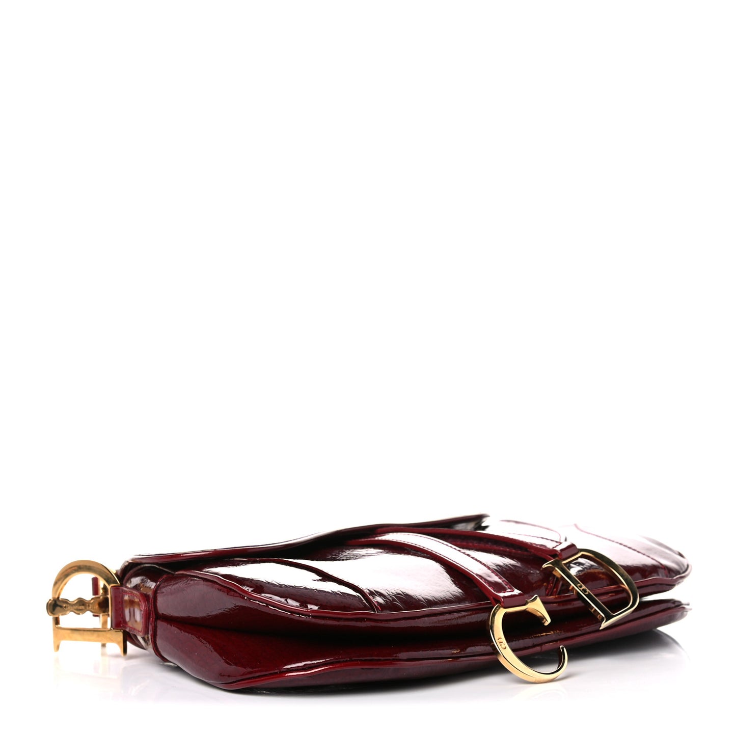 Patent Diorissimo Double Saddle Bag Dark Red