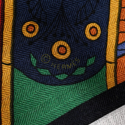 Hermes Cashmere Silk Duo D'Etriers Shawl 140 Gris Chine Bordeaux Vert 3 of 4