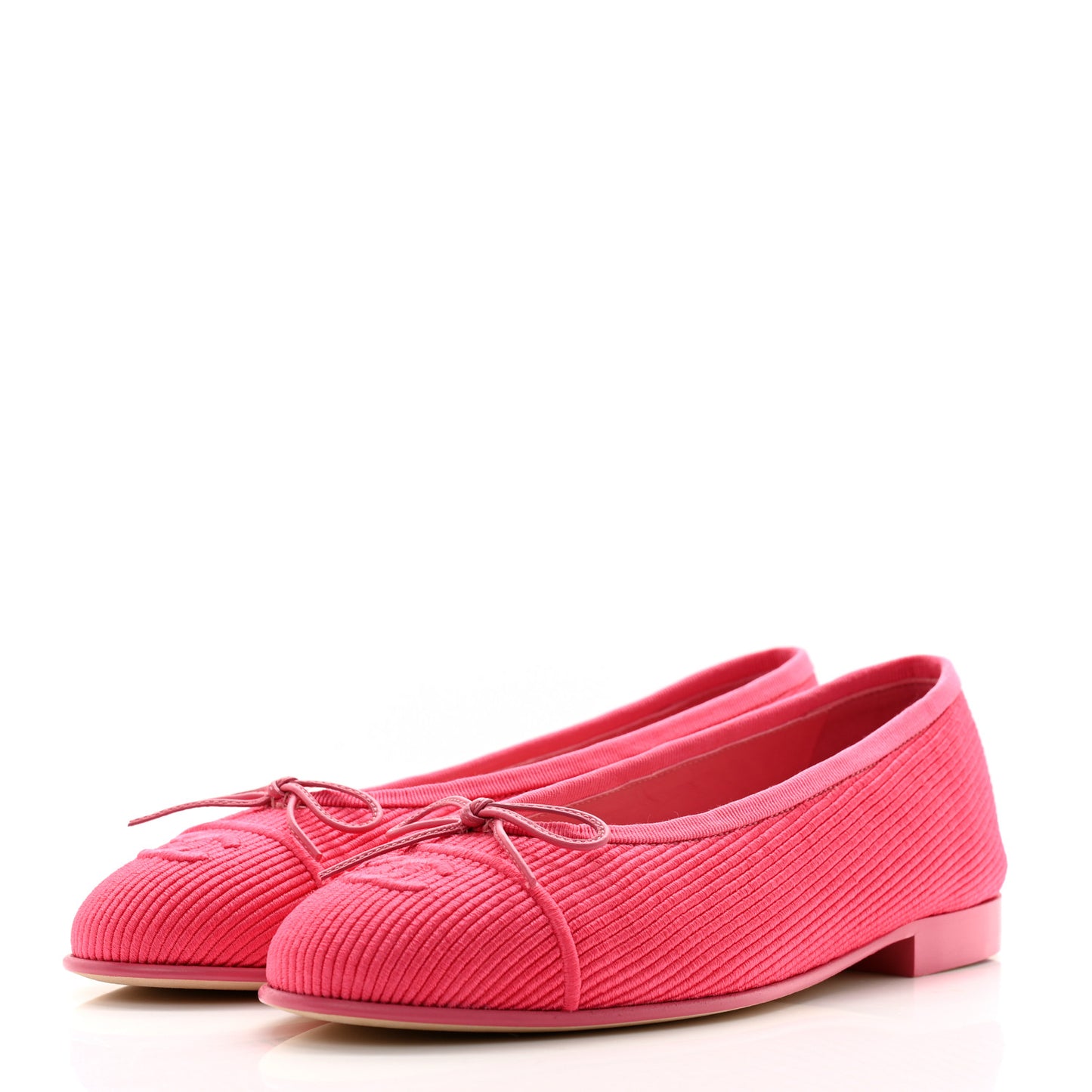 Embroidered Fabric Cap Toe CC Ballerina Flats 37.5 Dark Pink