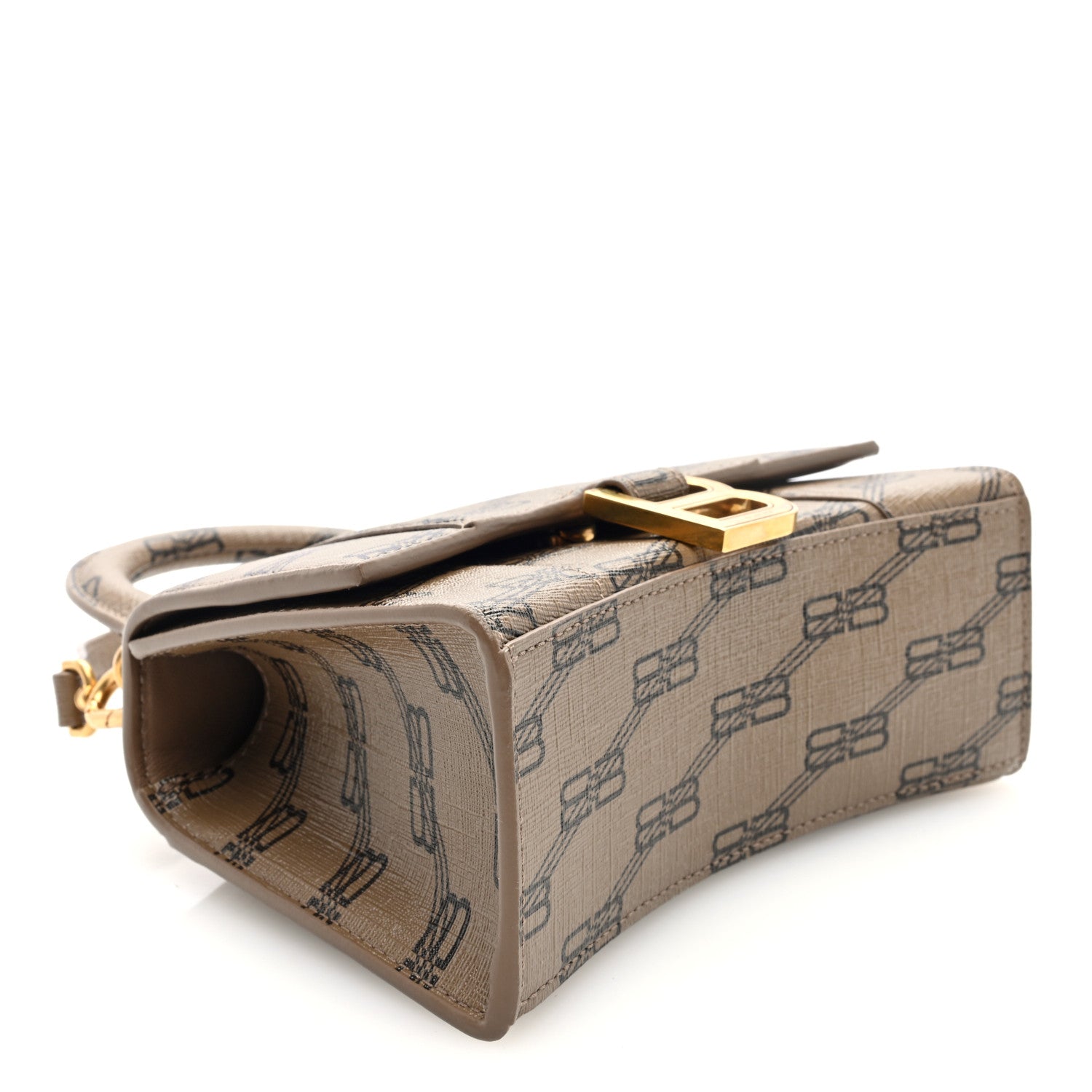 Balenciaga Coated Canvas BB Monogram Hourglass Top Handle Bag XS Beige Brown 4 of 9