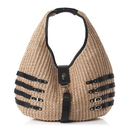 Jimmy Choo Woven Raffia Bali Hobo Taupe 1 of 8