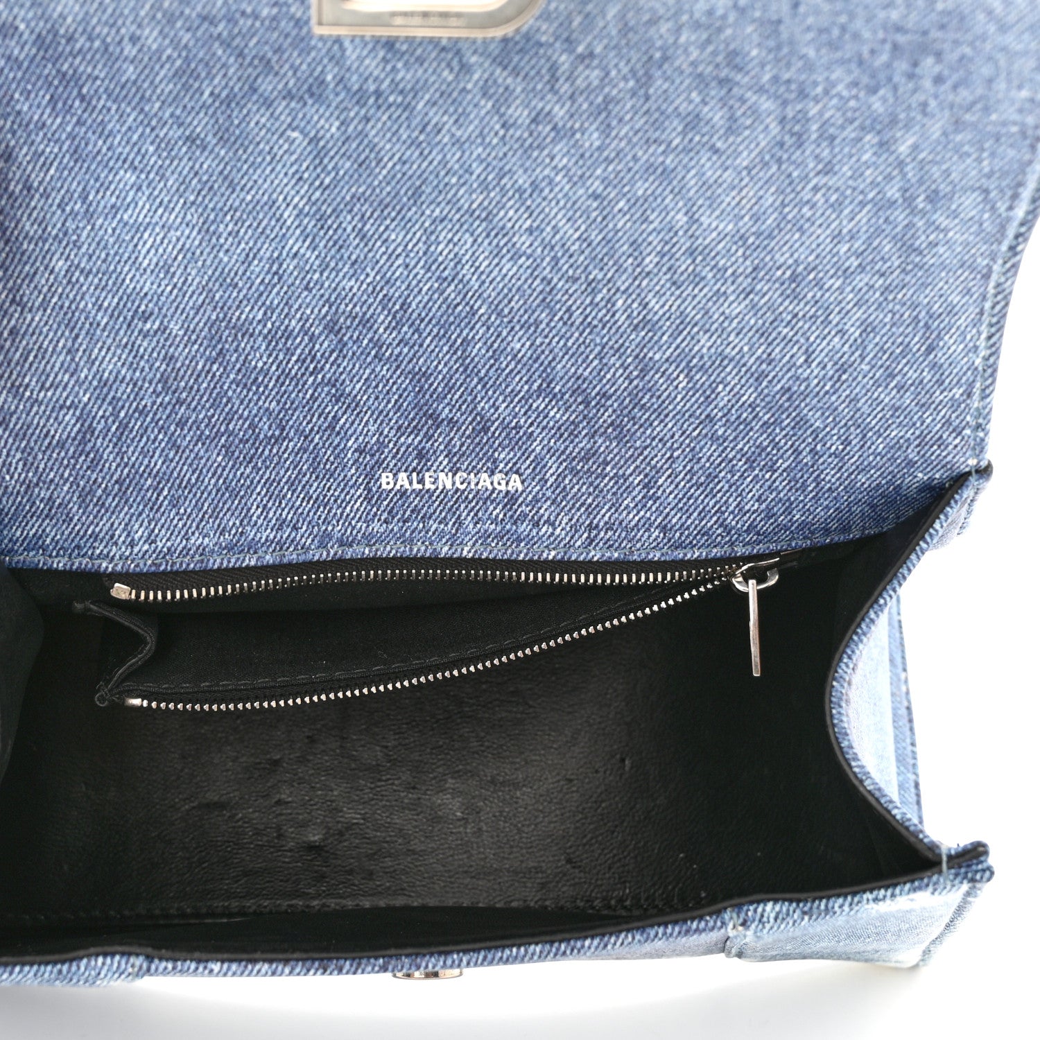 Balenciaga Nappa Denim Printed Small Hourglass Top Handle Bag Denim Blue 5 of 10