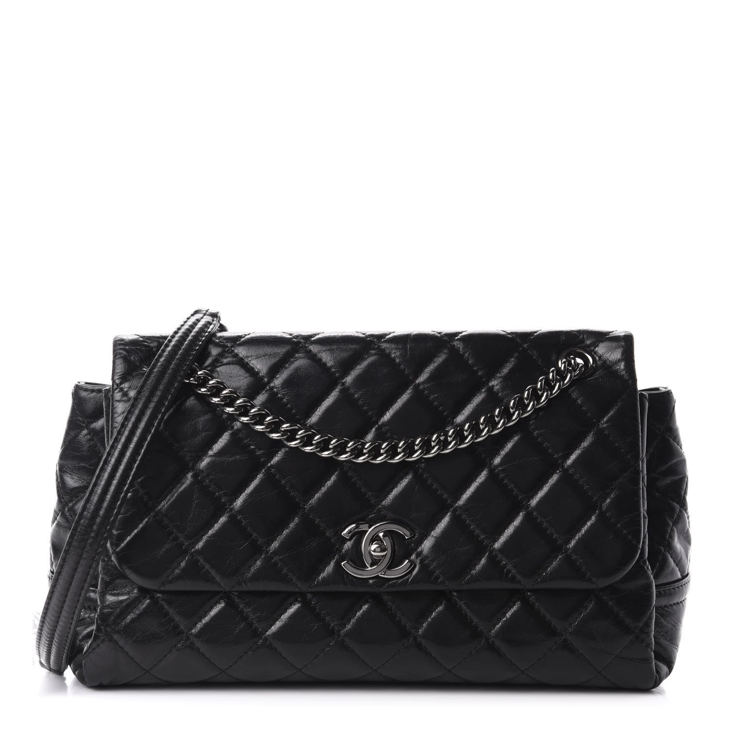 Chanel Glazed Calfskin Quilted Medium Lady Pearly Flap Black 1 of 13
