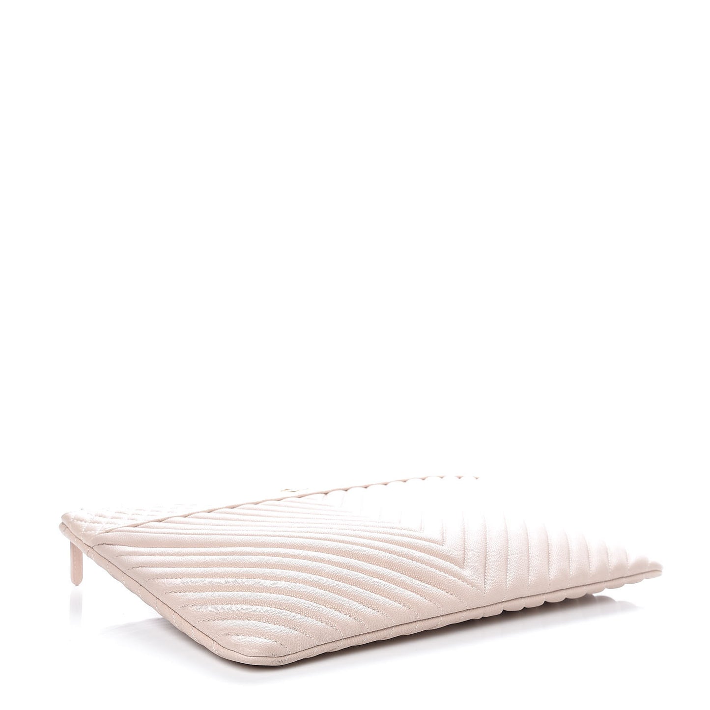 Caviar Chevron Quilted Large Cosmetic Case Light Pink