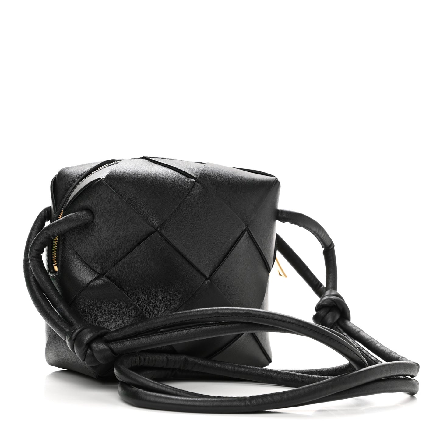 Lambskin Maxi Intrecciato Mini Cassette Camera Bag Black