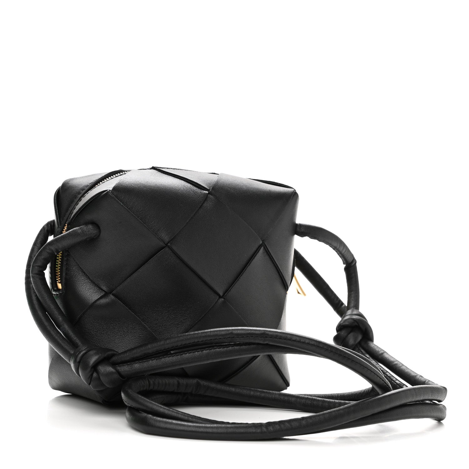 Bottega Veneta Lambskin Maxi Intrecciato Mini Cassette Camera Bag Black 2 of 8