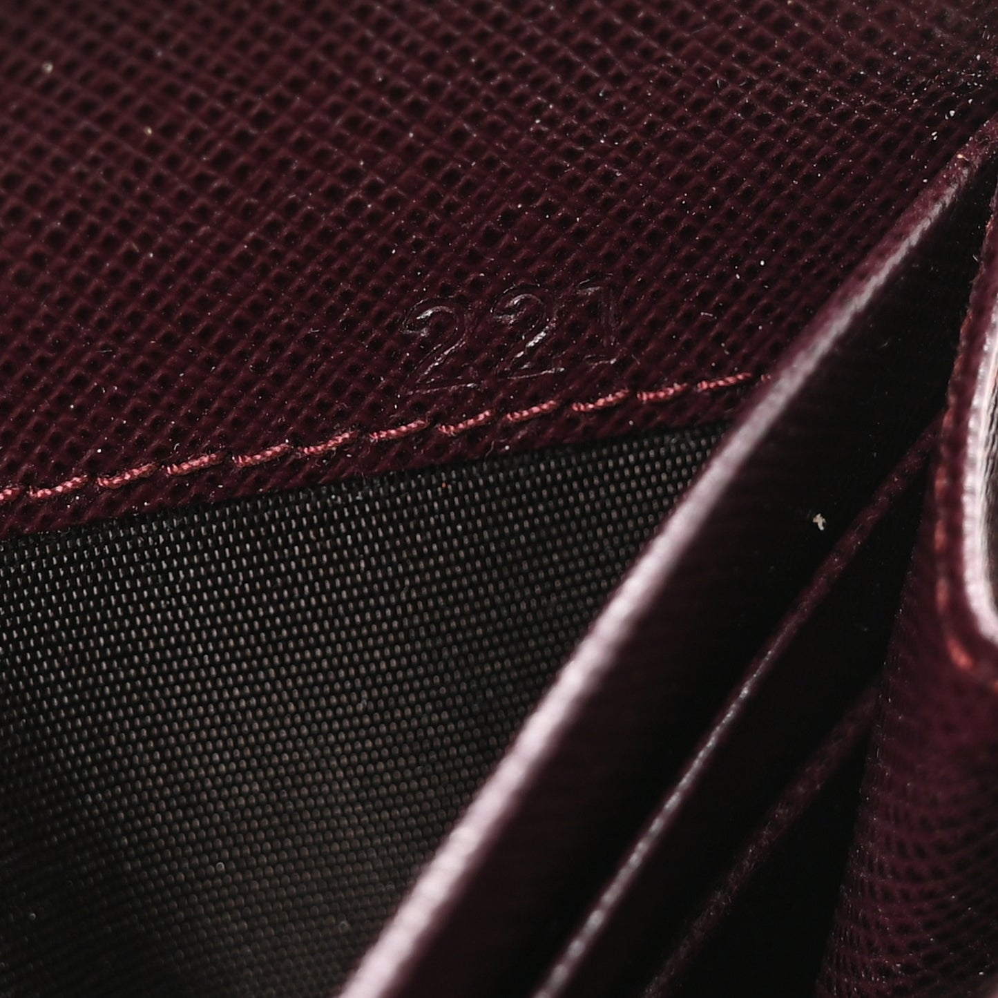 Saffiano Metal Zip Around Wallet Bordeaux