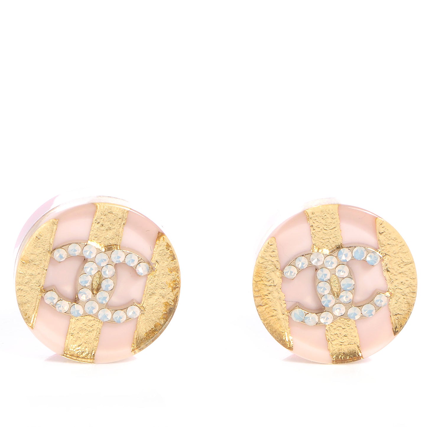 Resin Crystal Striped CC Earrings Pink