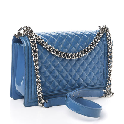 Chanel Patent Calfskin New Medium Plexiglass Boy Flap Blue 3 of 10