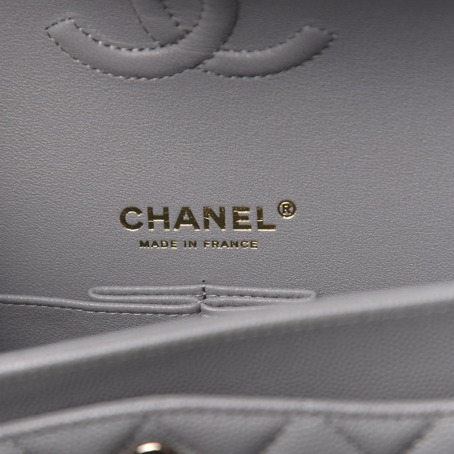 Caviar Quilted Small Double Flap Grey