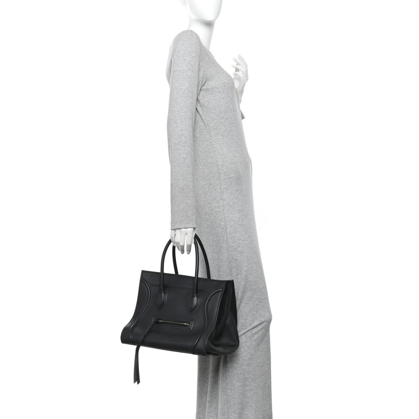 Grained Calfskin Medium Phantom Luggage Black