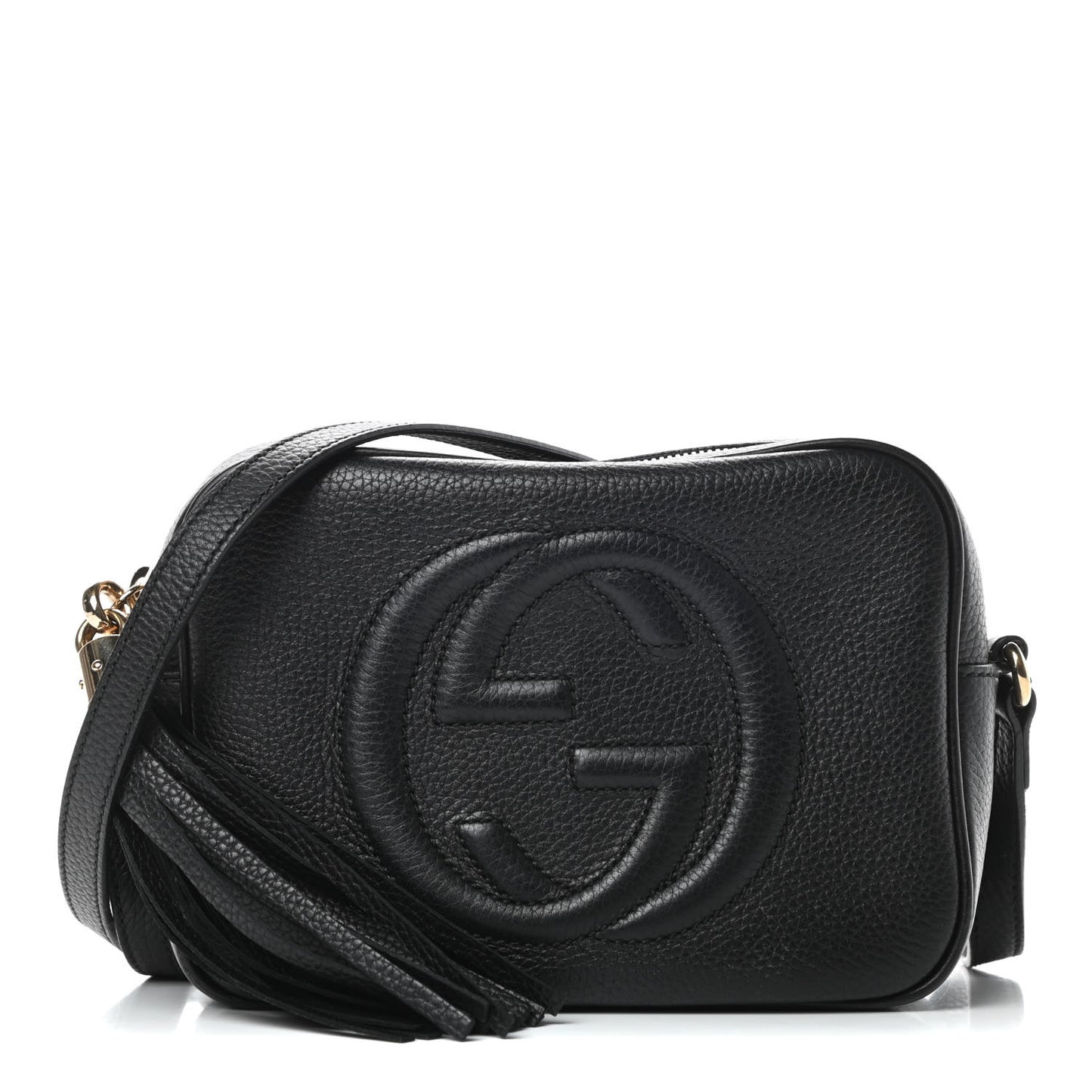 Pebbled Calfskin Small Soho Disco Bag Black