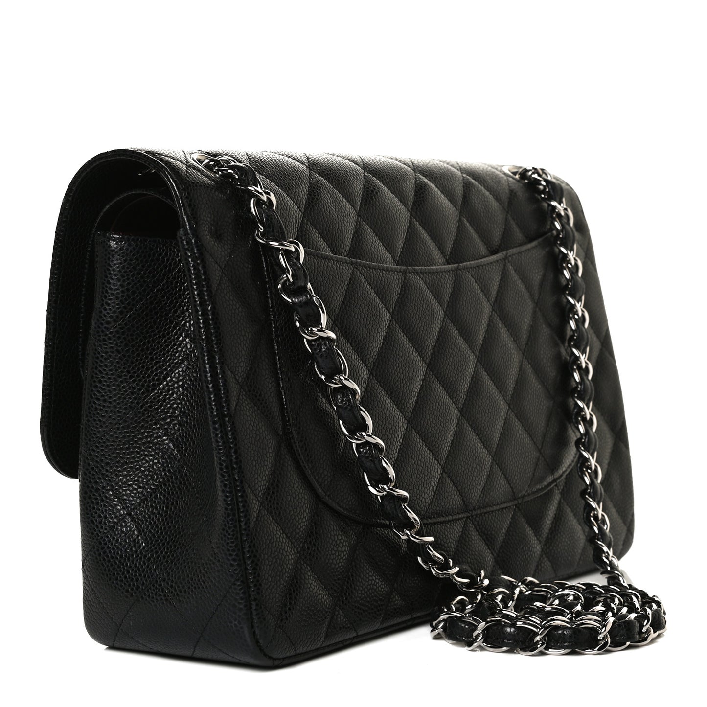 Caviar Quilted Jumbo Double Flap Black