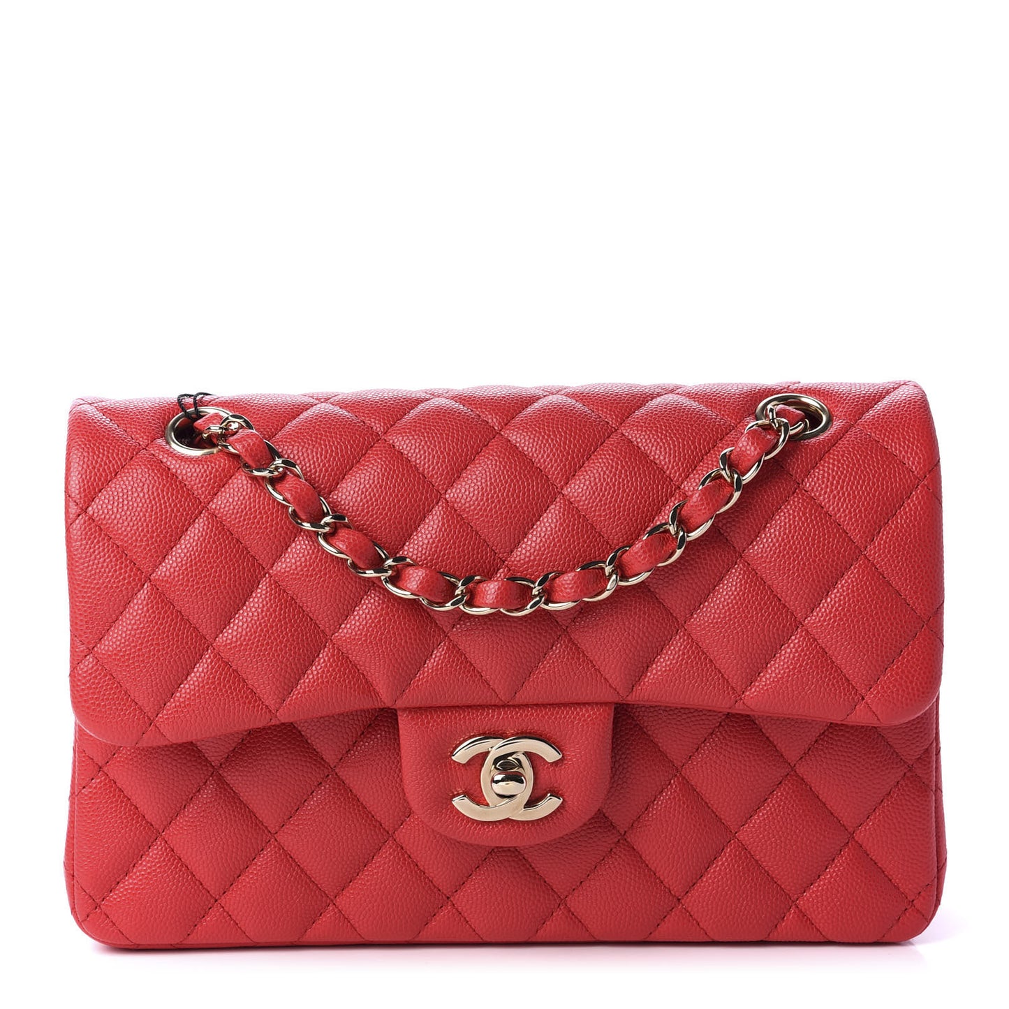 Caviar Quilted Small Double Flap Red