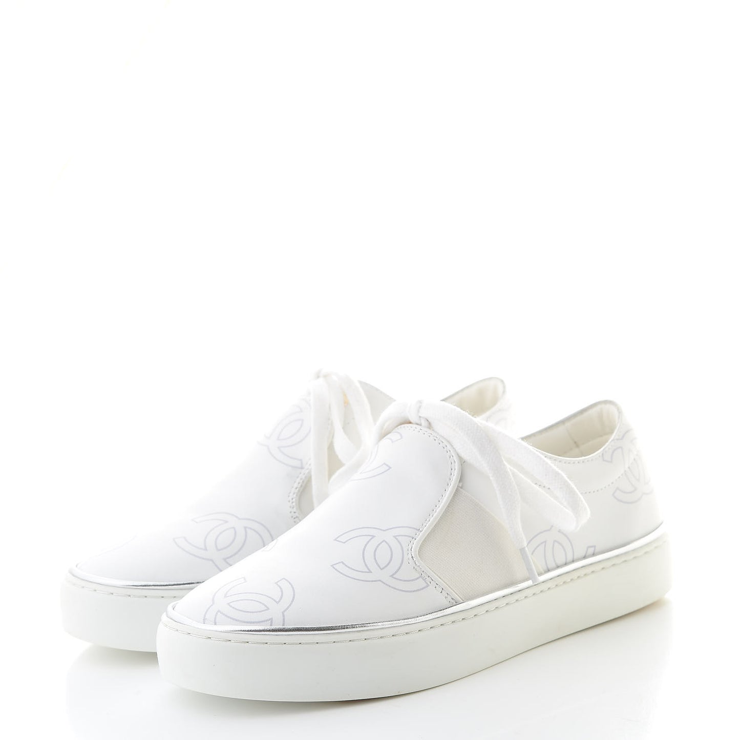 Calfskin Womens CC Sneakers 35 White