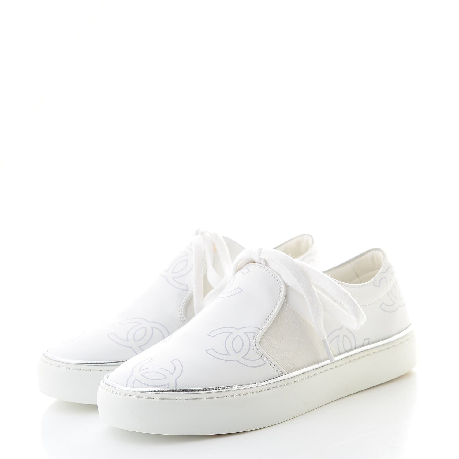 Chanel Calfskin Womens CC Sneakers 35 White 3 of 12