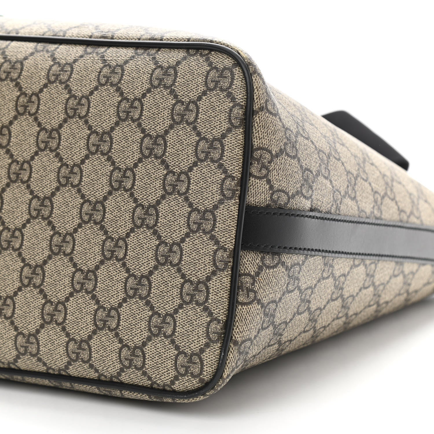 Gucci GG Supreme Monogram Web Medium Zippered Tote Beige Black 6 of 10