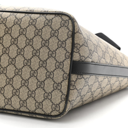 Gucci GG Supreme Monogram Web Medium Zippered Tote Beige Black 6 of 10
