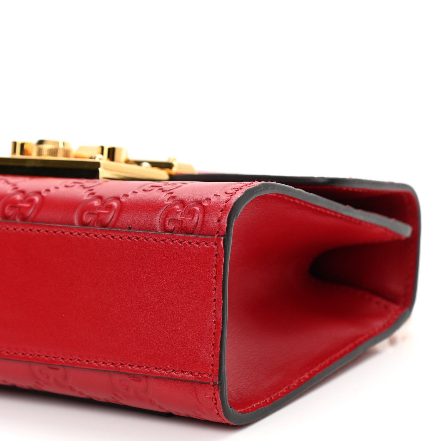 Gucci Guccissima Small Padlock Shoulder Bag Hibiscus Red 10 of 10